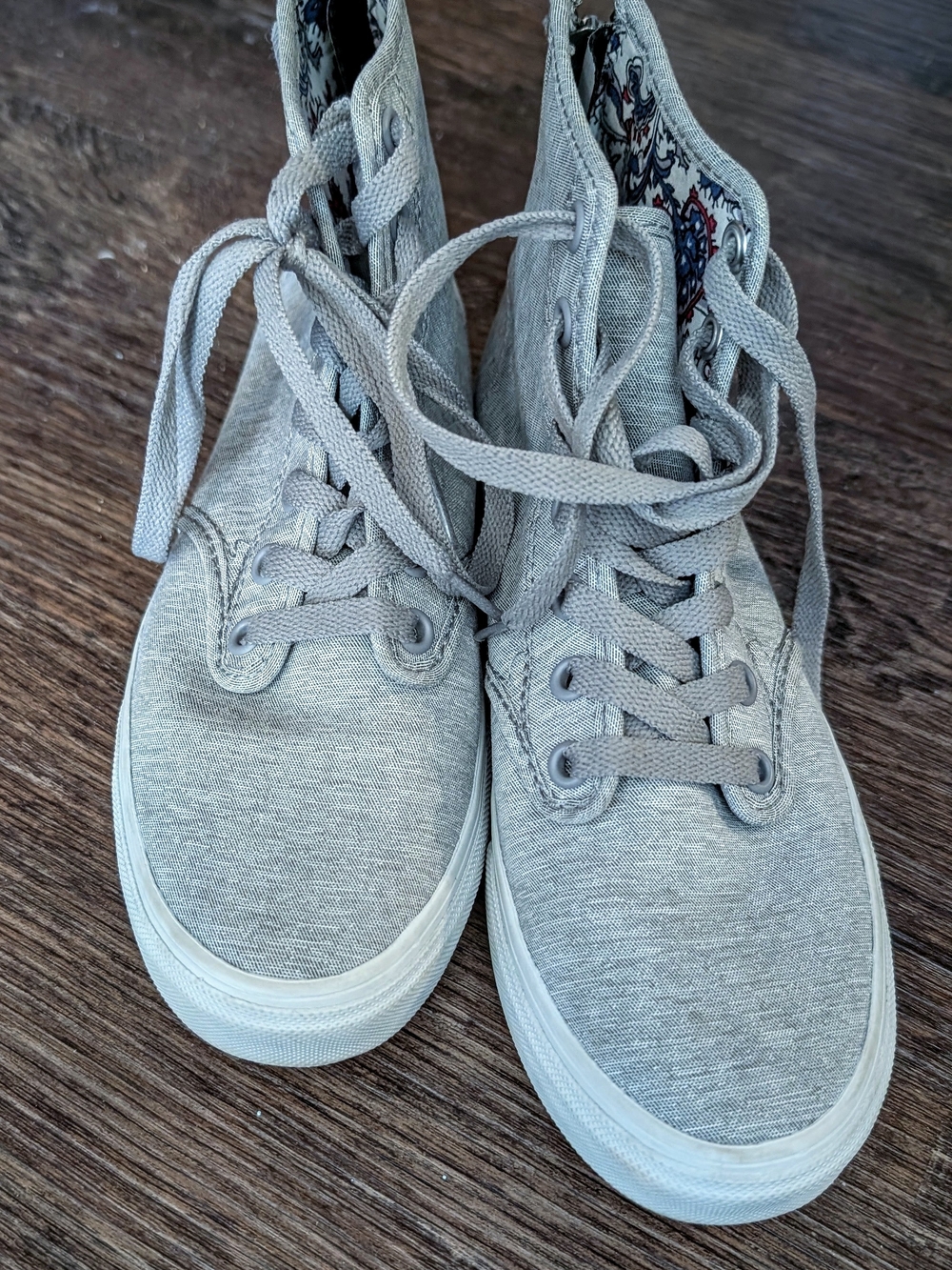 Vans Gray Heather Canvas High Top Sneakers - Back Zip - Women's 5.5